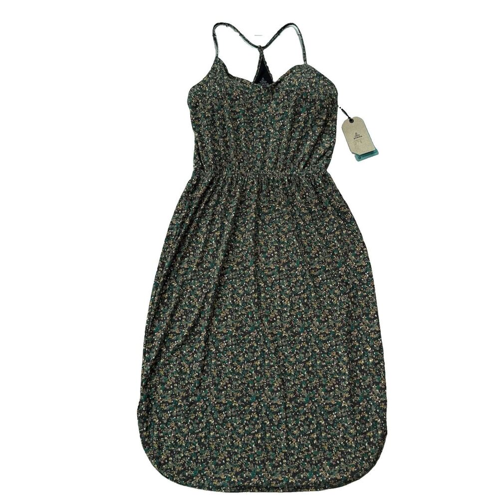 Prana Ayla Dress Womens Medium Geometric Racerback Midi Sundress Granola NEW
